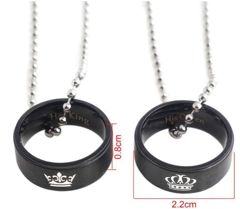 Kaklo papuošalų rinkinys porai ,,King and Queen rings"