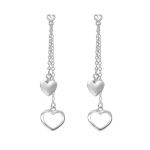 Dvigubi auskarai su širdelėmis