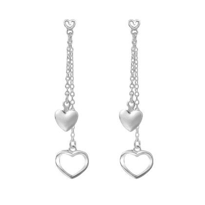 Dvigubi auskarai su širdelėmis