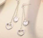 Dvigubi auskarai su širdelėmis