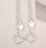 Dvigubi auskarai su širdelėmis