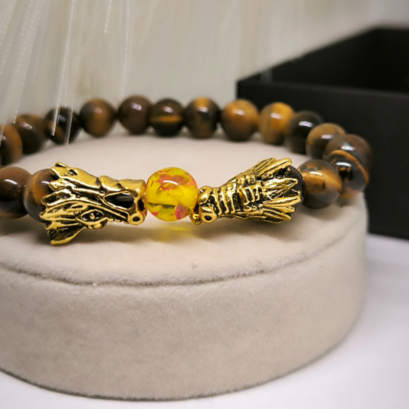 Tigro akies karoliukų apyrankė "Drakonai''