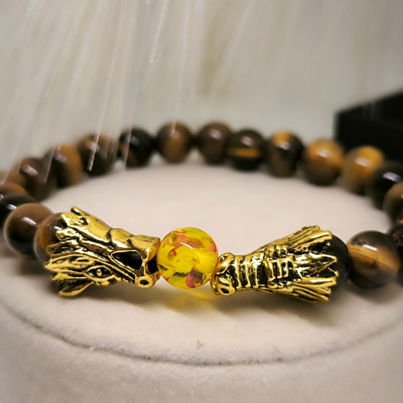 Tigro akies karoliukų apyrankė "Drakonai''