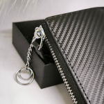 Juodas užsegamas kortelių dėklas su RFID apsauga