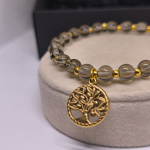 Rankų darbo moteriška apyrankė „Dūminis opalas“