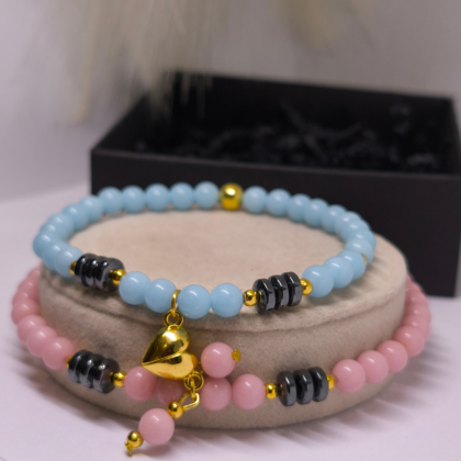 Rankų darbo apyrankės poroms „Meilės šviesa“