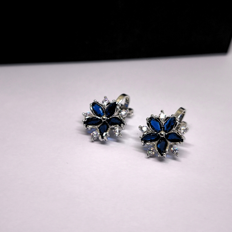 Auskarai - klipsai „Mėlynasis žiedas“