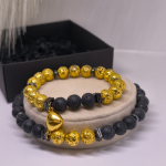 Rankų darbo apyrankių rinkinys porai „Lavos pažadas“