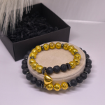 Rankų darbo apyrankių rinkinys porai „Lavos pažadas“