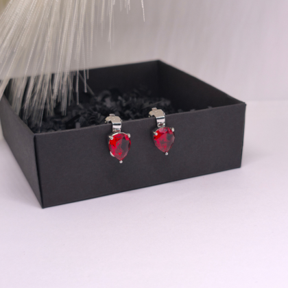 Auskarai – klipsai „Raudonieji lašeliai“