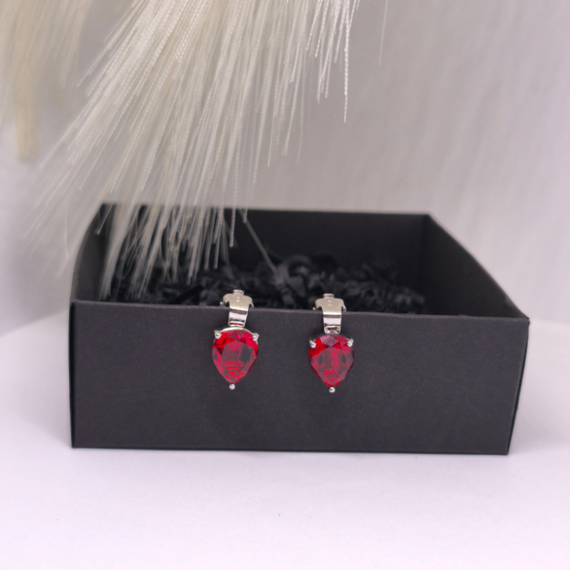 Auskarai – klipsai „Raudonieji lašeliai“