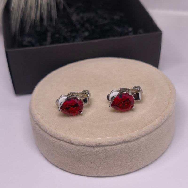 Auskarai – klipsai „Raudonieji lašeliai“